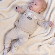 SLEEPY SHEEPY - 2x2 Ribbed Knit “cozy cuddles” Stripe Fashion Pants