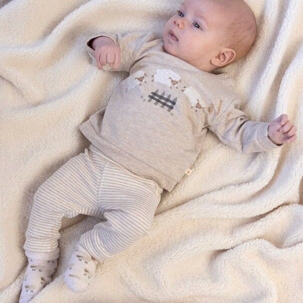 SLEEPY SHEEPY - 2x2 Ribbed Knit “cozy cuddles” Stripe Fashion Pants