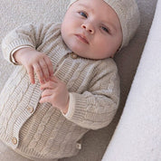 THE KNITS - Cardigan Homespun Style Cable Knit Sweater