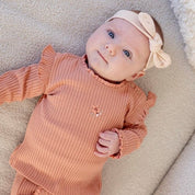 MORNING SUN - 5x5 Rib Ajour Ruffle Fashion Top