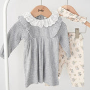 FIELDS OF GREEN - Rib Ajour Lace Collar Fashion Dress