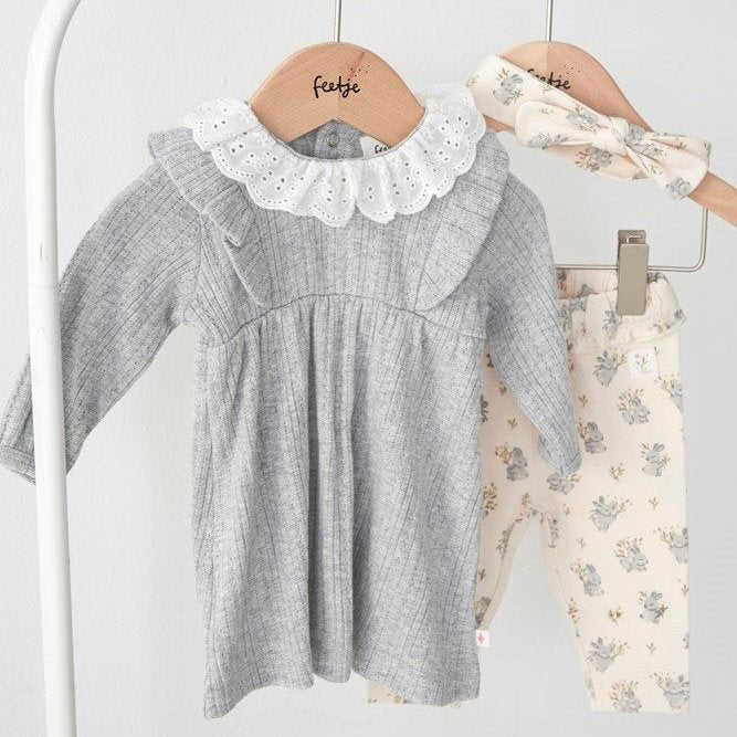 FIELDS OF GREEN - Rib Ajour Lace Collar Fashion Dress