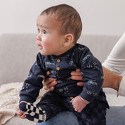 LET'S GO - Signature Allover Racers Print French Terry Fleece Sweat Top