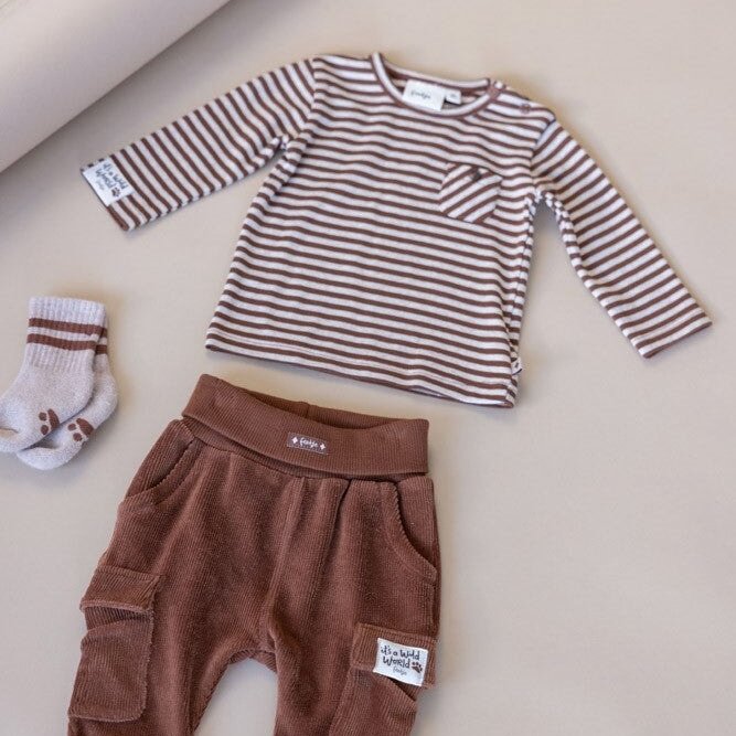 WILD WORLD - Slub Yarn Stripe Fashion Top