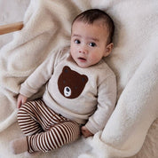 WILD WORLD - French Terry Fuzzy Bear Sweat Top