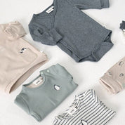 PENGUIN CUDDLES — Organic Cotton Rib Ajour Kimono Bodysuit