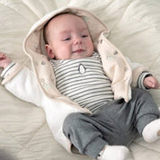 PENGUIN CUDDLES — Organic Cotton Striped Rib Long-Sleeve Top