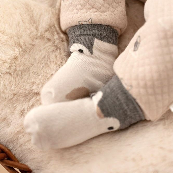 PENGUIN CUDDLES — Organic Cotton Penguin Face Baby Socks