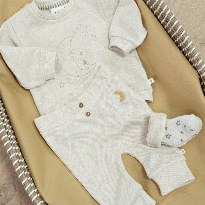 OVER THE MOON FOR YOU - Organic Cotton Crescent Moon Rib Jersey Fashion Pants