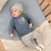 BREAKFAST BUDDY - Organic Cotton Striped Rib Knit Fashion Pants