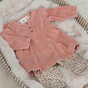 FALL IN LOVE — Organic Cotton Embossed Velour Ruffled Dress