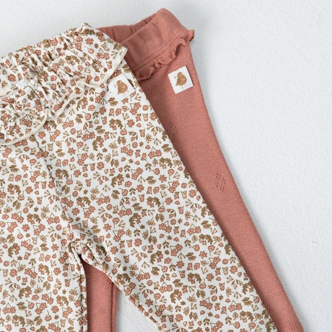 FALL IN LOVE — Organic Cotton Pointelle Ruffled Leggings