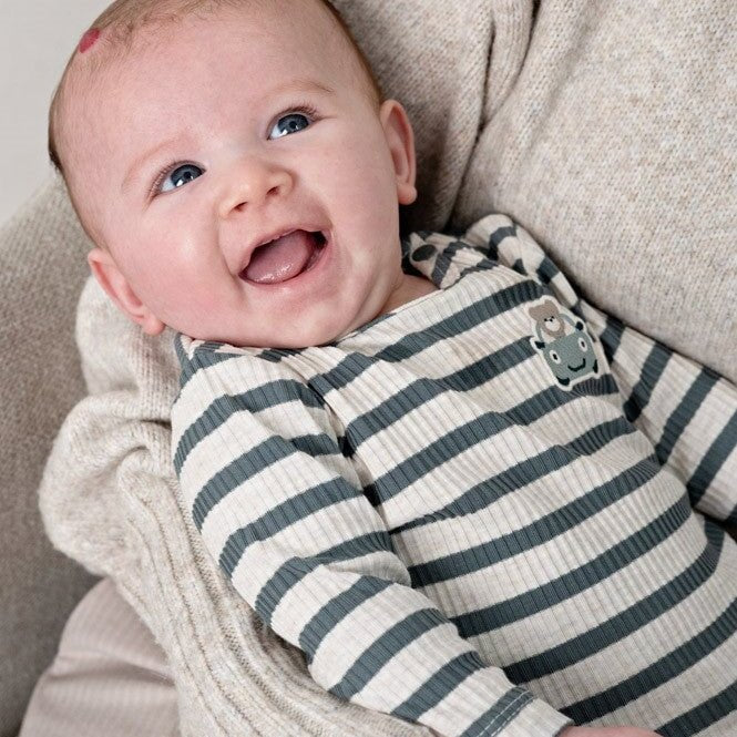 BEEP BEEP — Organic Cotton Striped Rib Jersey Fashion Top