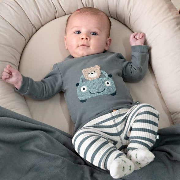 BEEP BEEP — Organic Cotton Rib Jersey Striped Fashion Pants