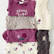 AFTERNOON TEA	— Organic Cotton Fancy Rib Floral Flare Pants