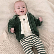 WIGGLE AND WADDLE  - Organic Cotton Elastic French Terry Striped Henley Fashion Pants