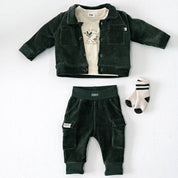 WIGGLE AND WADDLE — Organic Cotton Ribbed Velour Cargo Fashion Pants
