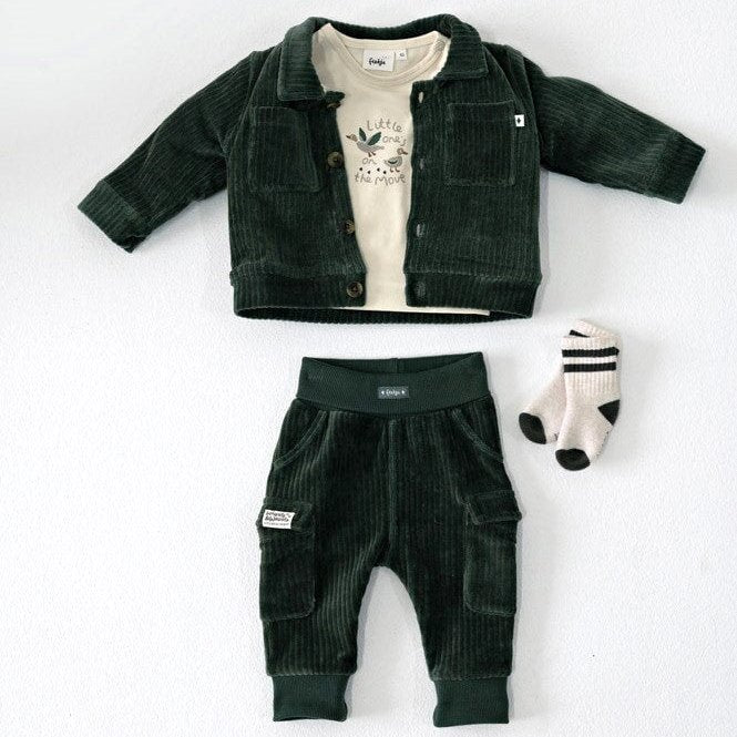 WIGGLE AND WADDLE — Organic Cotton Ribbed Velour Cargo Fashion Pants