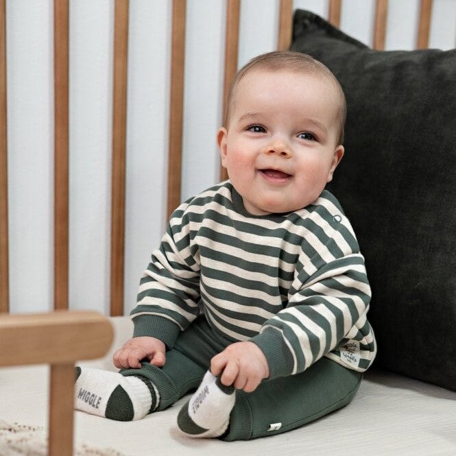 WIGGLE AND WADDLE — Organic Cotton Elastic French Terry Striped Sweat Top