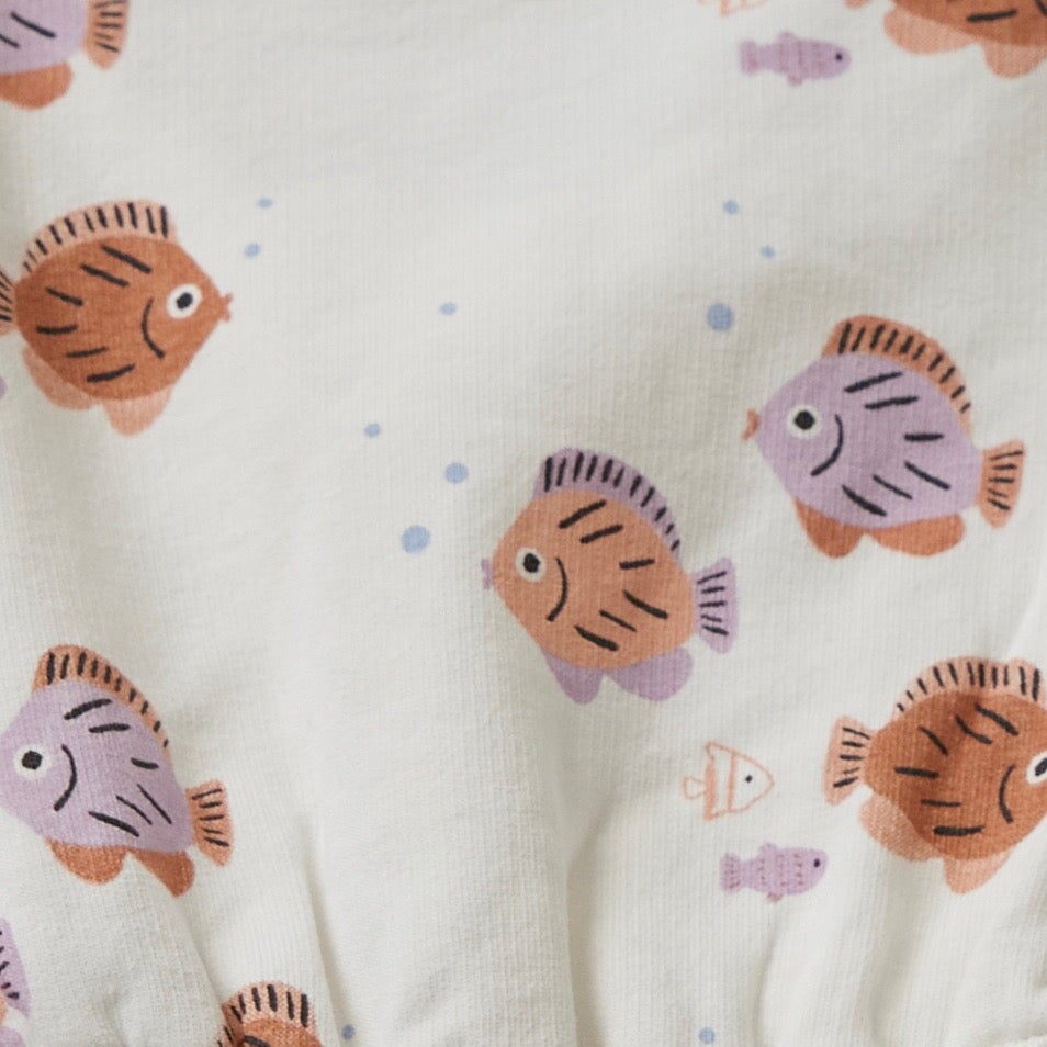 SPLASH Signature Print Frills Slub Yarn Top