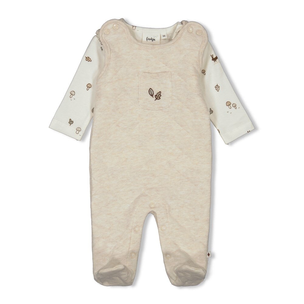 LITTLE FOREST FRIENDS "Stepped Double Knit" 2-Piece Footed Romper