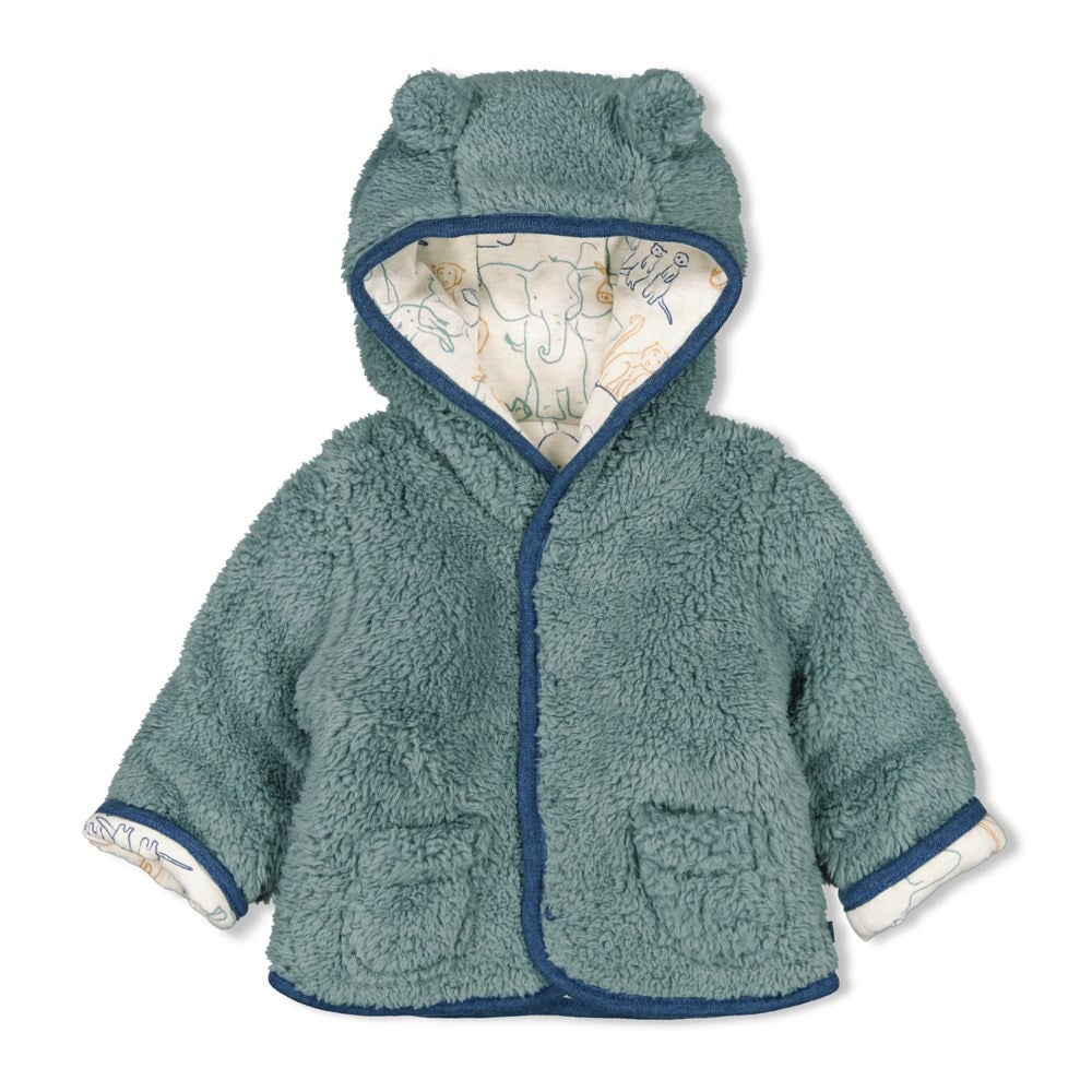 ANIMALS Plush Teddy & Allover Print Reversible Jacket with Hood