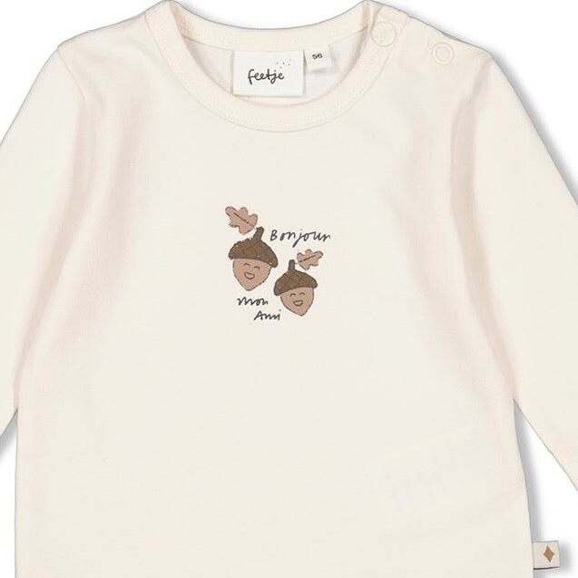 ACORN - Peached Inside Jersey “bonjour mon ami” Top