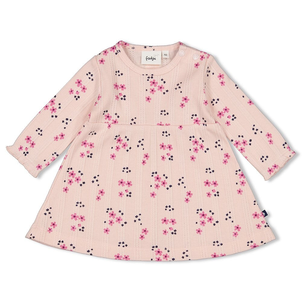 MIDNIGHT FLOWERS - Ajour Rib Allover Print Flowers Dress