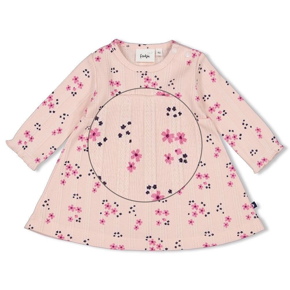 MIDNIGHT FLOWERS - Ajour Rib Allover Print Flowers Dress