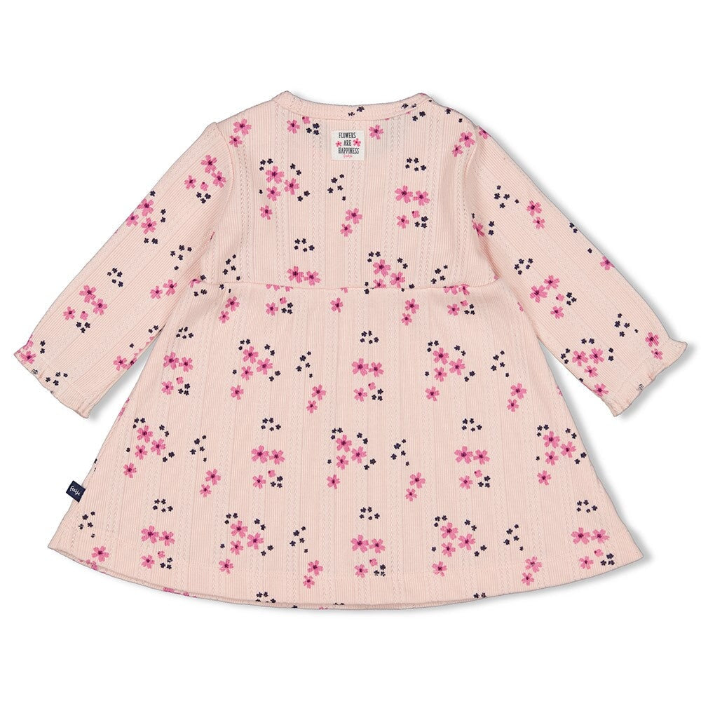 MIDNIGHT FLOWERS - Ajour Rib Allover Print Flowers Dress