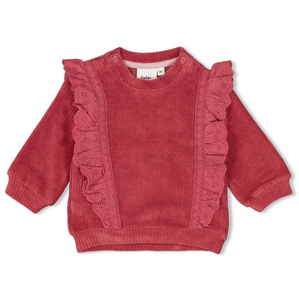 YOU'RE SO SWEET - Elegant Fun Velvet Rib Ruffle Sweater
