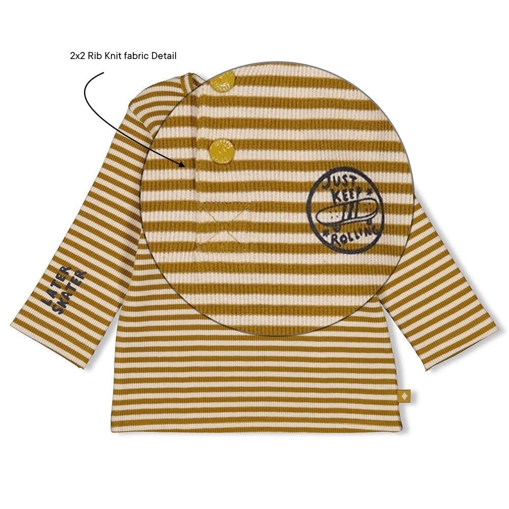 KEEP ROLLING - 2x2 Rib Jersey Henley Collar Top