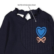 AMOUR TOUJOURS - 8x2 Rib Knit "Heart & Bow" Swing Top