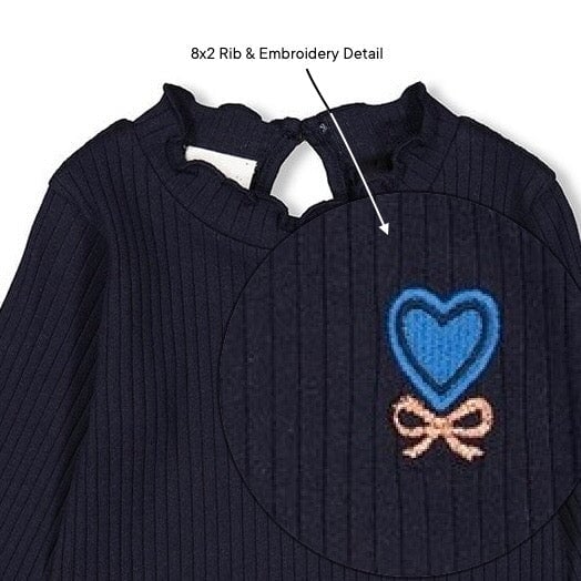 AMOUR TOUJOURS - 8x2 Rib Knit "Heart & Bow" Swing Top