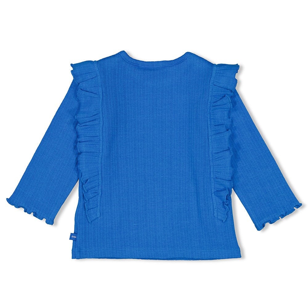 AMOUR TOUJOURS - Ajour Rib Knit Ruffle Fashion Top