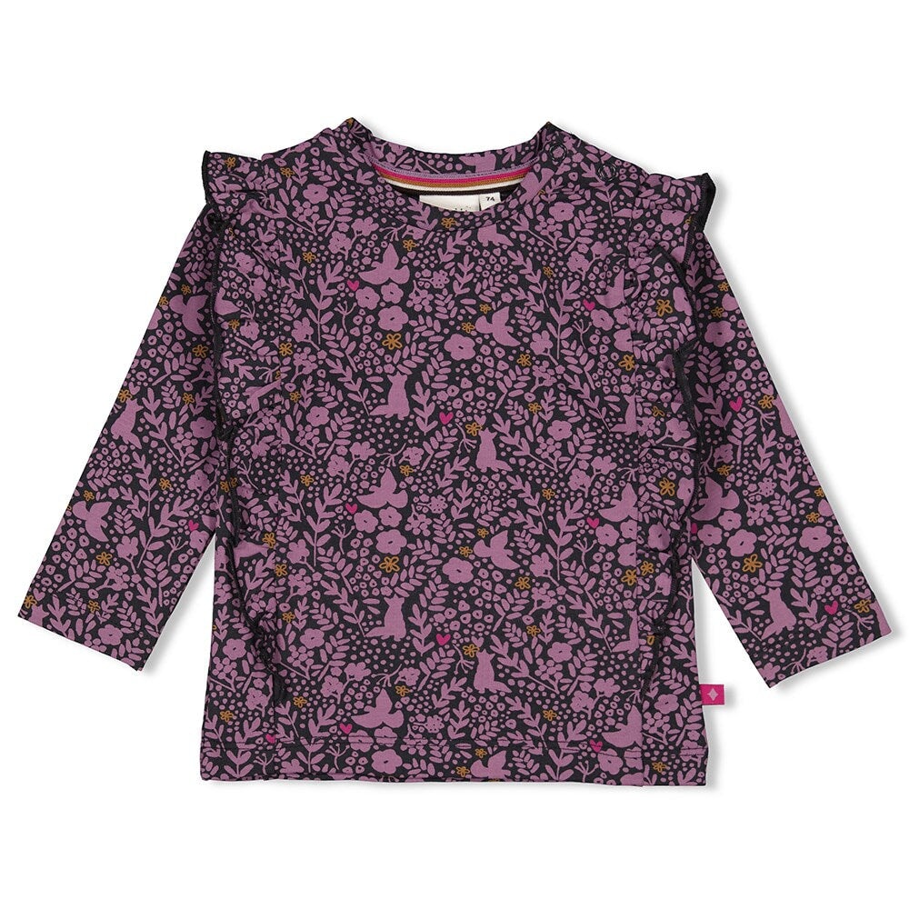 FOREST FANCY - Allover Print Ruffle Fashion Top