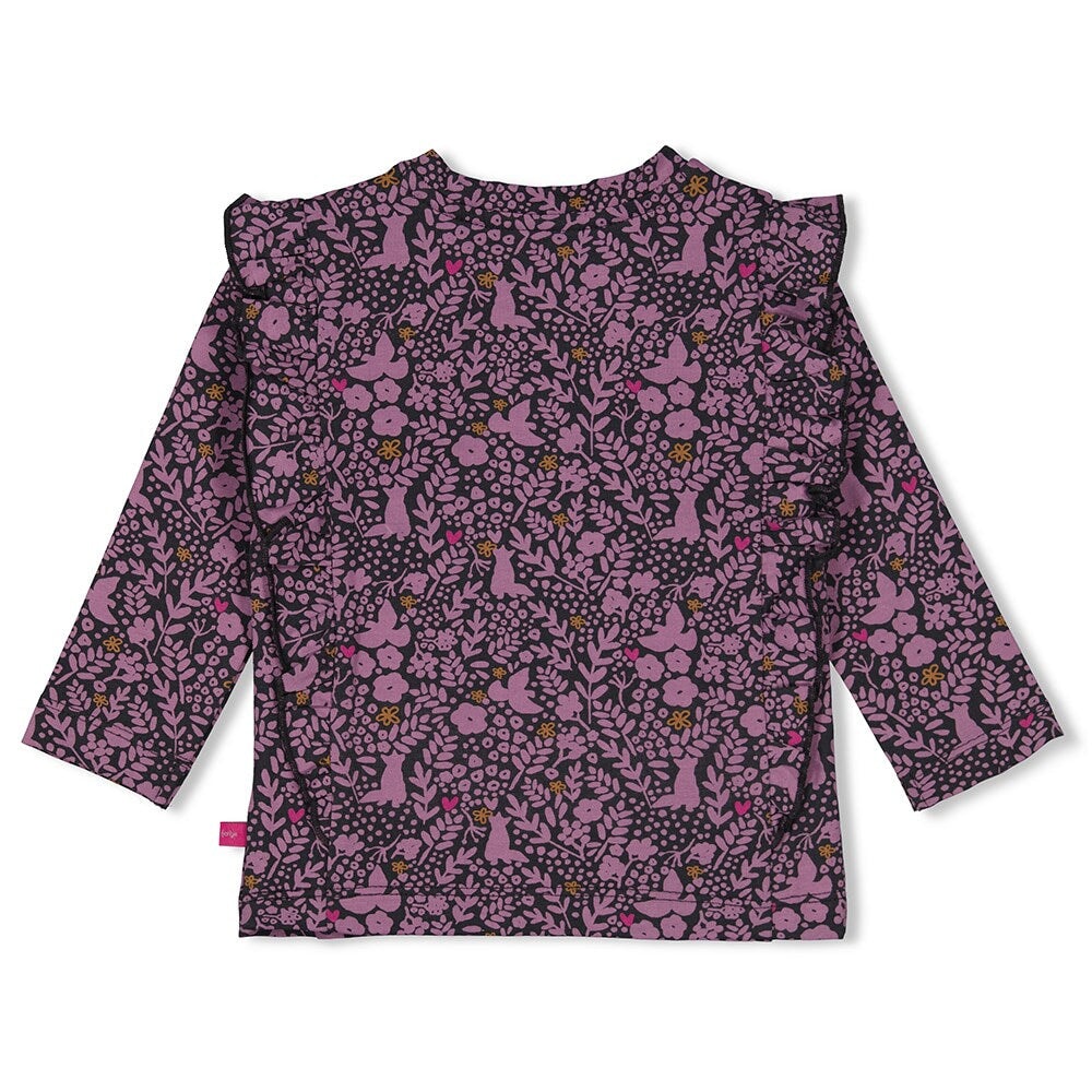 FOREST FANCY - Allover Print Ruffle Fashion Top
