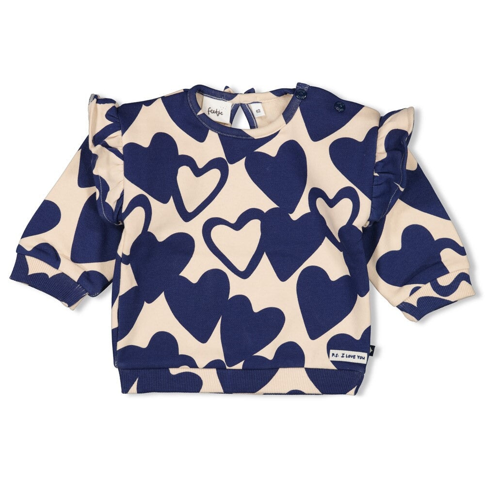 KEEPSAKE DENIM - Allover Heart French Terry Ruffle Sweat Top