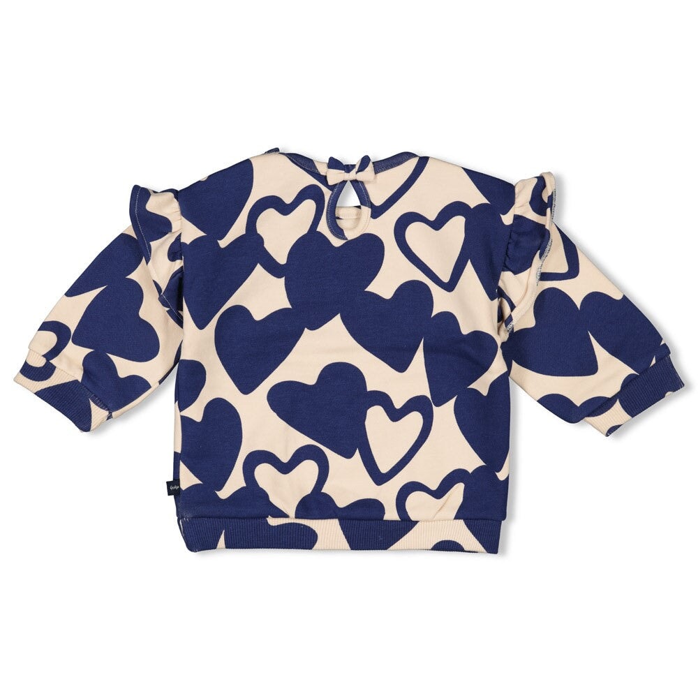 KEEPSAKE DENIM - Allover Heart French Terry Ruffle Sweat Top