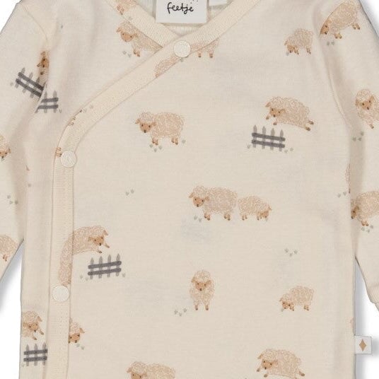 SLEEPY SHEEPY -Rib Knit Allover Print Side-Snap Body