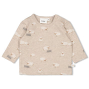 SLEEPY SHEEPY - Allover Print Peached Inside Jersey Fashion Top