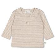 SLEEPY SHEEPY - 2x2 Ribbed Knit “sheepy” Embroidered Stripe Top