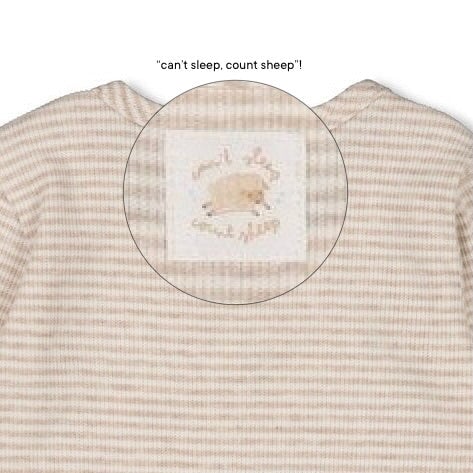 SLEEPY SHEEPY - 2x2 Ribbed Knit “sheepy” Embroidered Stripe Top