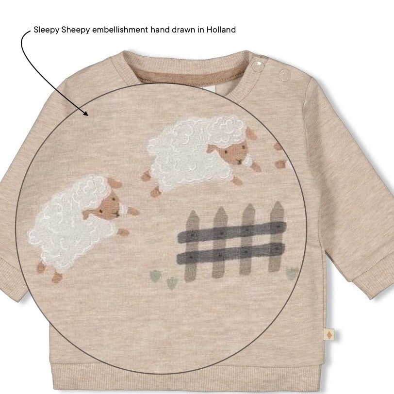 SLEEPY SHEEPY - Fleece Knit "Jumping Sheep" Sweat Top