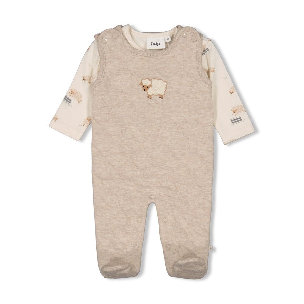 SLEEPY SHEEPY - 2-Piece Stepped Double Knit Footed Romper