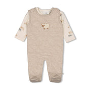 SLEEPY SHEEPY - 2-Piece Stepped Double Knit Footed Romper