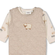SLEEPY SHEEPY - 2-Piece Stepped Double Knit Footed Romper