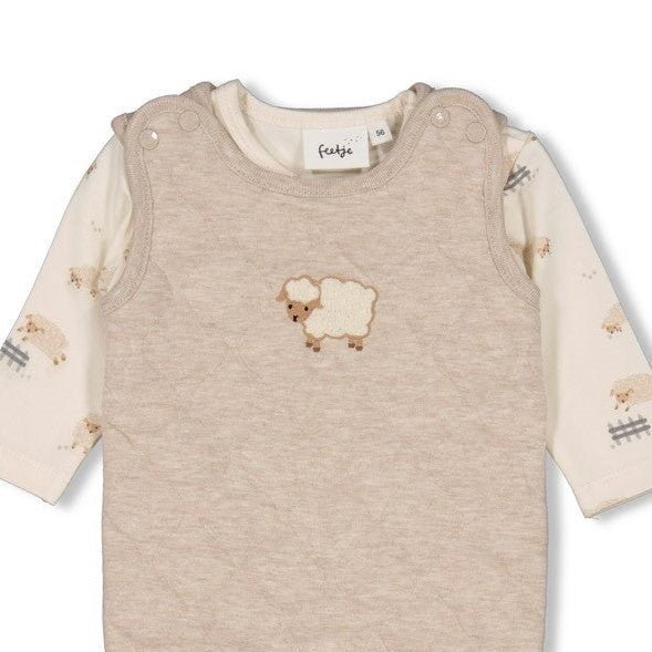 SLEEPY SHEEPY - 2-Piece Stepped Double Knit Footed Romper