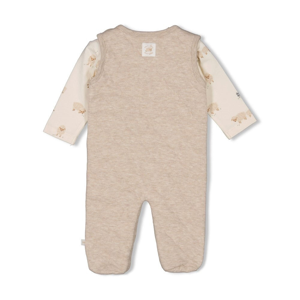 SLEEPY SHEEPY - 2-Piece Stepped Double Knit Footed Romper