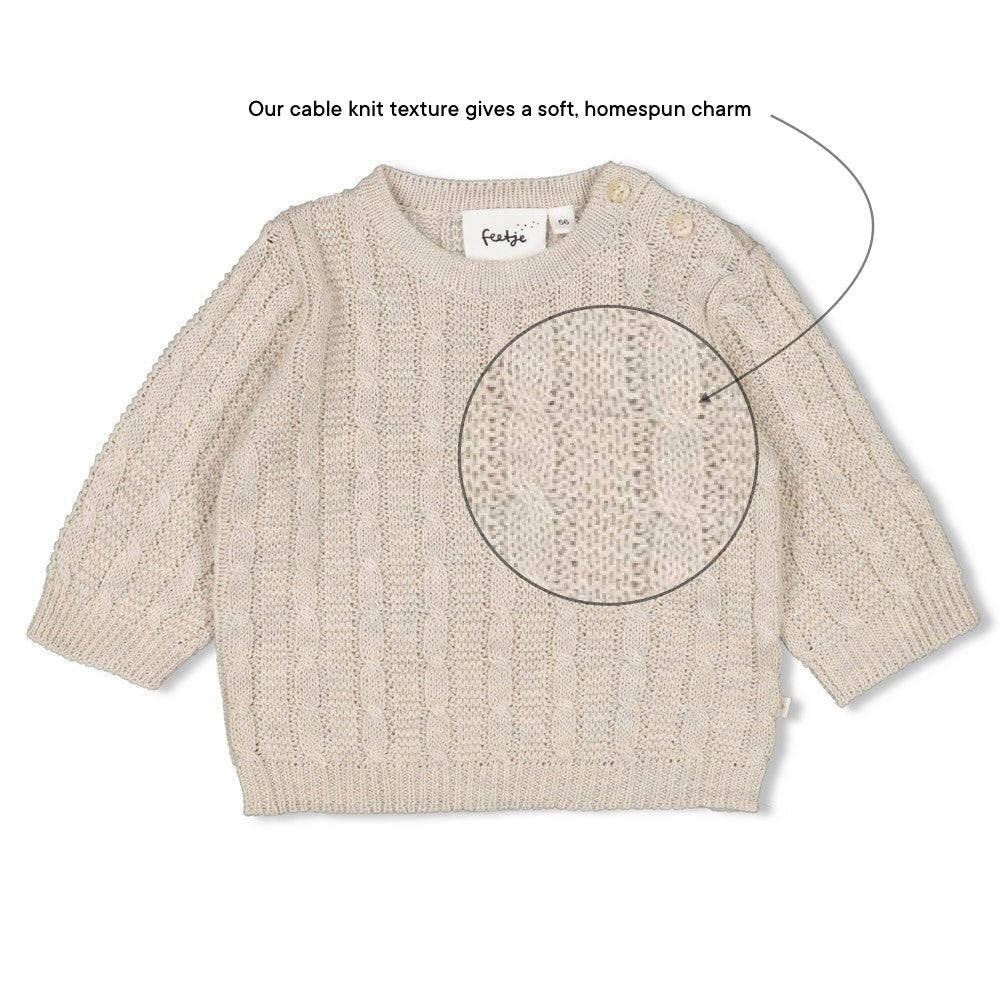 THE KNITS - Homespun Style Cable Knit Sweater